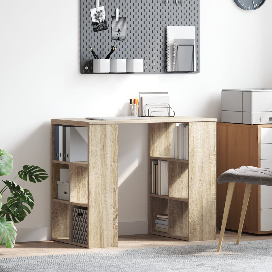17 Stories Corner Desk MDF Medium Storage Corner Desk Sonoma Oak 75cm H X 90cm W X 50cm D