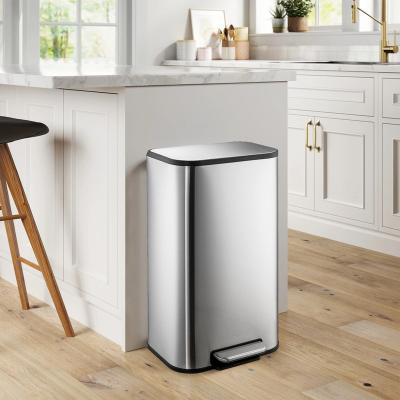 Garvee 8 Gallon 30L Kitchen Trash Can, Stainless Steel Garbage Bin, Step Pedal, Soft-Close, with Removable Inner Bucket