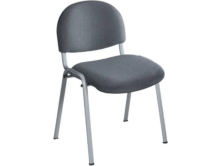 Chaise réunion et visiteur Prima - Tissu rembourré - Anthracite - Pieds Aluminium