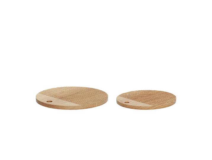 Hübsch Monarch Lot de 2 planches à découper rondes en bois naturel