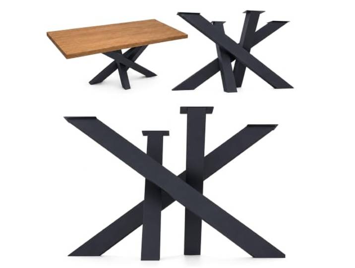 NWELD Spider-Tischgestell Stahl, bis 100 kg, Anthrazit, 80x50x43 cm Pulverbeschichteter Stahl, 3 Größen verfügbar, Montage ca. 20 Min., Korrosionsbeständig, Europäische Produktion