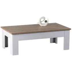 moebel-dich-auf Couchtisch ELEGANCE in Sibiu Lärche Nb. / Absetzung San Remo hell, im Landhaussti, 1 Schubkasten, 115 cm breit