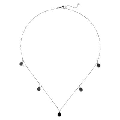 Collier JOBO "Kette mit Onyx-Tropfen", schwarz (silber 925), Halsketten, Damen, Silber 925 (Sterlingsilber), L: 45, Collier, 925 Silber mit 5 Onyxen 45 cm