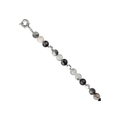 Kette ohne Anhänger JOBO "Edelsteinkette", grau, Halsketten, Damen, Materialmix, L: 45, mit Rutilquarz und Hämatin 45 cm