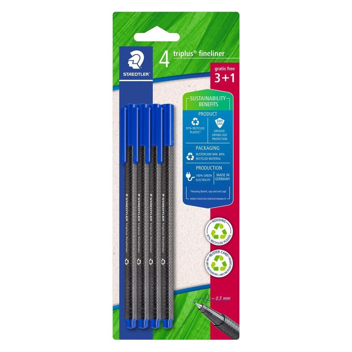 Staedtler Fineliner triplus blau 4er-Set retail (4x) (334 R-3BK4)