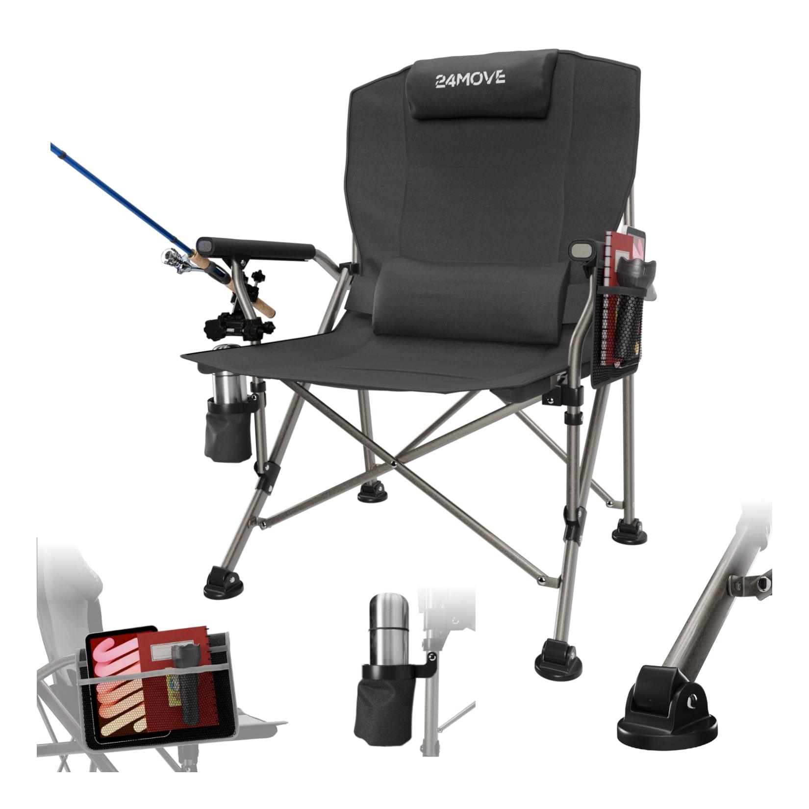 24MOVE® Campingstuhl Anglerstuhl Klappstuhl faltbar Camping inkl. Tragetasche, bis 150kg belastbar, schwarz