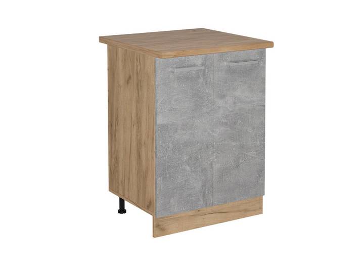 Vicco Küchenunterschrank R-Line Beton 60 cm, AP Eiche, Grau, Eichefarben, Holzwerkstoff, 1 Fächer, Rechteckig, 60x81.6x60 cm, Küchen, Küchenmöbel, Küchenschränke, Küchenunterschrank