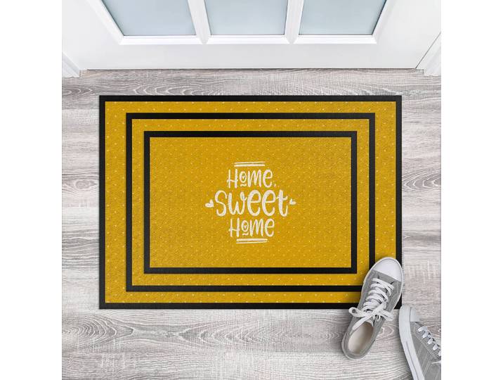 Fußmatte Home Sweet Home Polkadots 70 x 50cm Gelb/Gelb