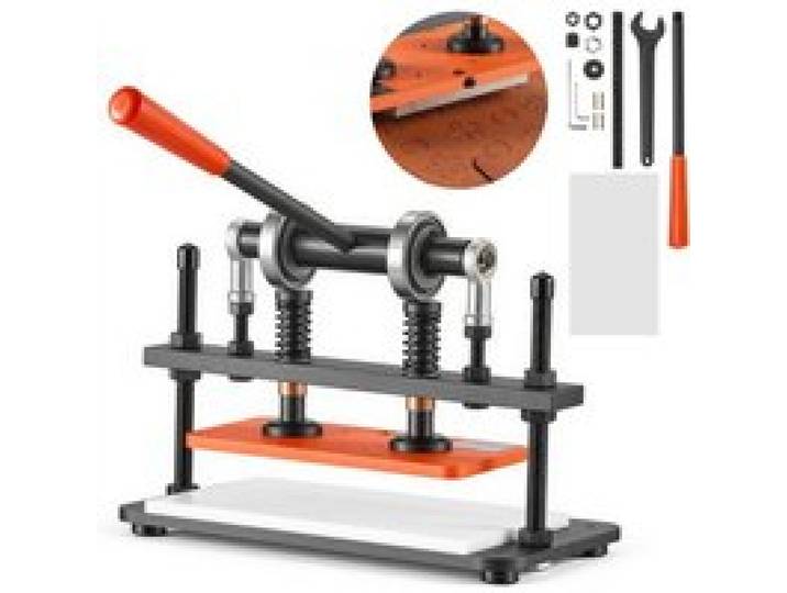 VEVOR Leder Stanzmaschine 260x120 mm Lederschneidemaschine Lochmaschine, Handpresse zum Prägen & Stanzen von Leder Stoff Papier Silikon 1,5 t Druck 12 mm Hub Stahlkonstruktion Zwei Führungswellen