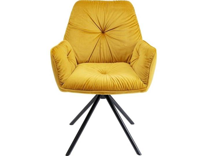 Chaise avec accoudoirs pivotante Mila velours jaune Kare Design