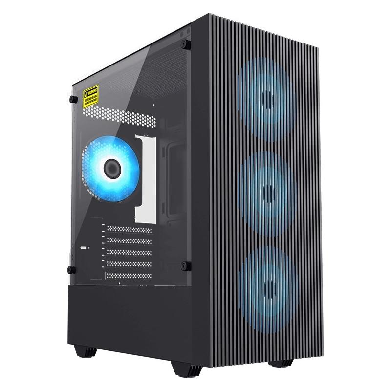 GameMax Boitier Mini Tour Micro ATX Edge ARGB avec panneau vitré (Noir) (ITX, mATX) (9101-0100R0017)