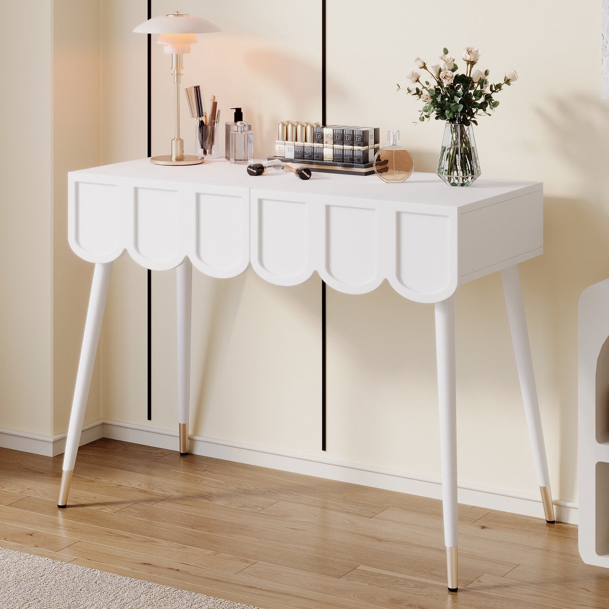 DESMIU Uitschuifbare Eettafel met Vlinderblad, Rechthoekig, Wit