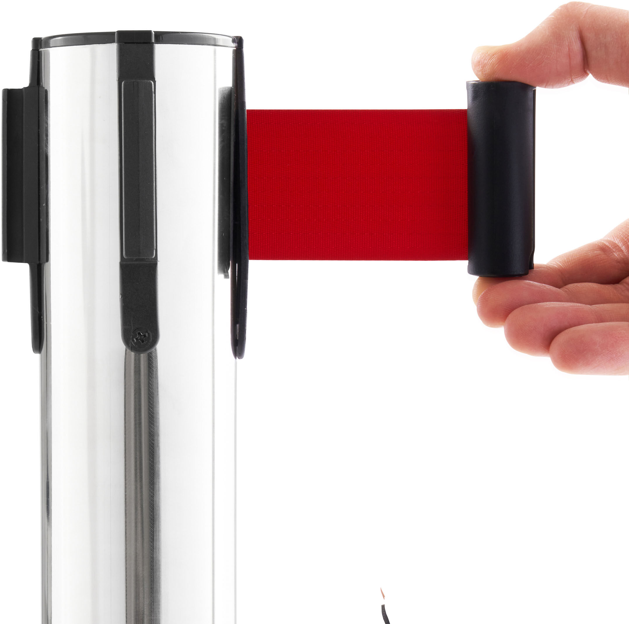 SPRINTIS 1 Paletto delimitatore cromato, nastro rosso, acciaio, nylon, Plastica, cromo, rosso