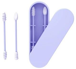 Uplift Essentials Reusable Silicone Ear Cleaning Swabs With Storage Case purple