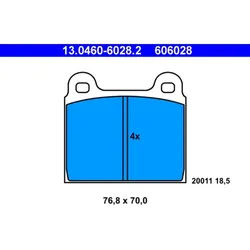 Bremsbelagsatz Scheibenbremse ATE 13.0460-6028.2 für VW Transporter T2