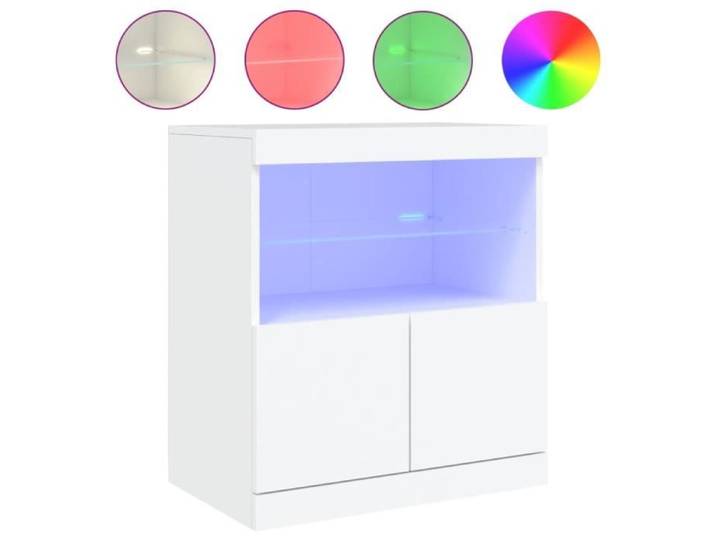 Buffet bas laqué blanc avec éclairage LED 60x37x67 cm