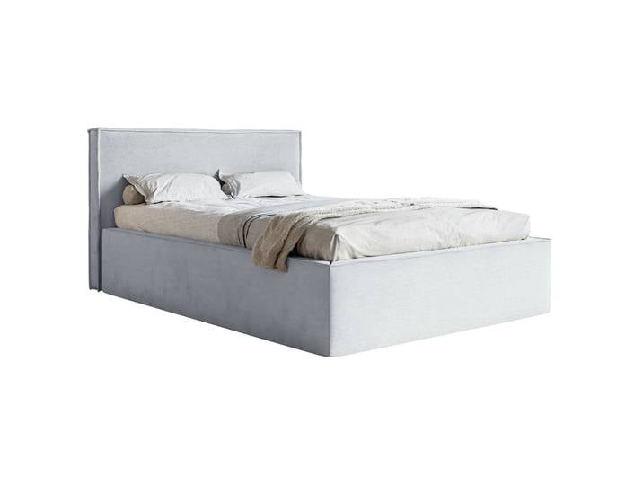 Polsterbett 180x200 cm Lucera mit Stauraum, taubenblauer Velours,