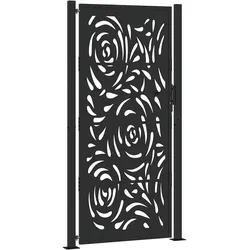 vidaXL Gartentor Schwarz 105x205 cm Stahl Flammen-Design