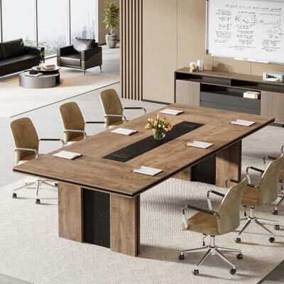 YUZHOU "94.49"" Large Rectangle Conference Table for 8-10 People"