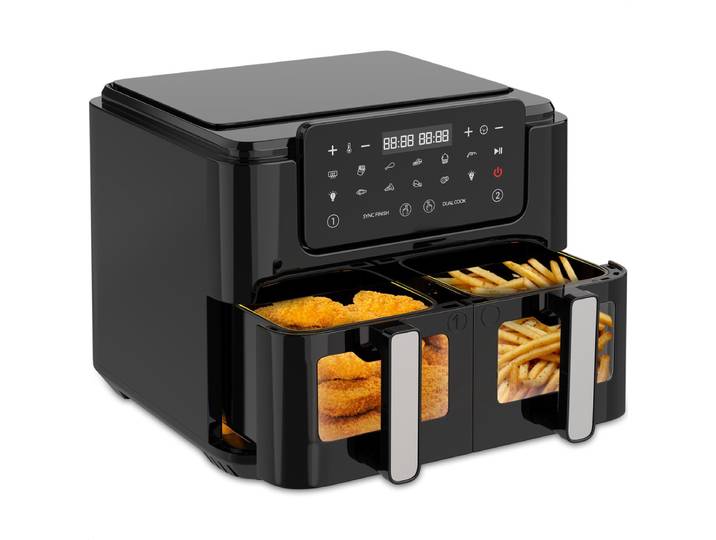 Strex Airfryer XXL 10L - Dubbele Airfryer met 2 Lades 2500W - Heteluchtfriteuse voor Gezin - 10 Kookprogramma's