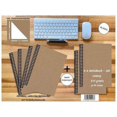 A 6 Notizbuch - Set, 5+1 gratis, Luxury 80 Seiten MUSKAT Designerecycling, blanko