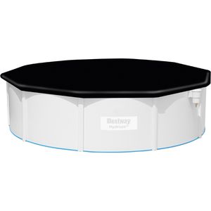 Bestway Poolabdeckung 58249, aus PVC, schwarz, mit Spannseil, für Pools bis Ø 488 cm, UV-beständig, Planenmaß Ø 493 cm