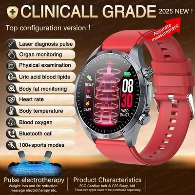 Inspired Finds Advanced ECG PPG Smart Health Watch Blood Pressure Uric Acid Fitness Tracker red