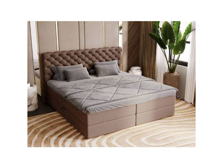 Lit Boxspring avec rangement - avec matelas - lit adulte - velours - noir - Bergamo 160x200
