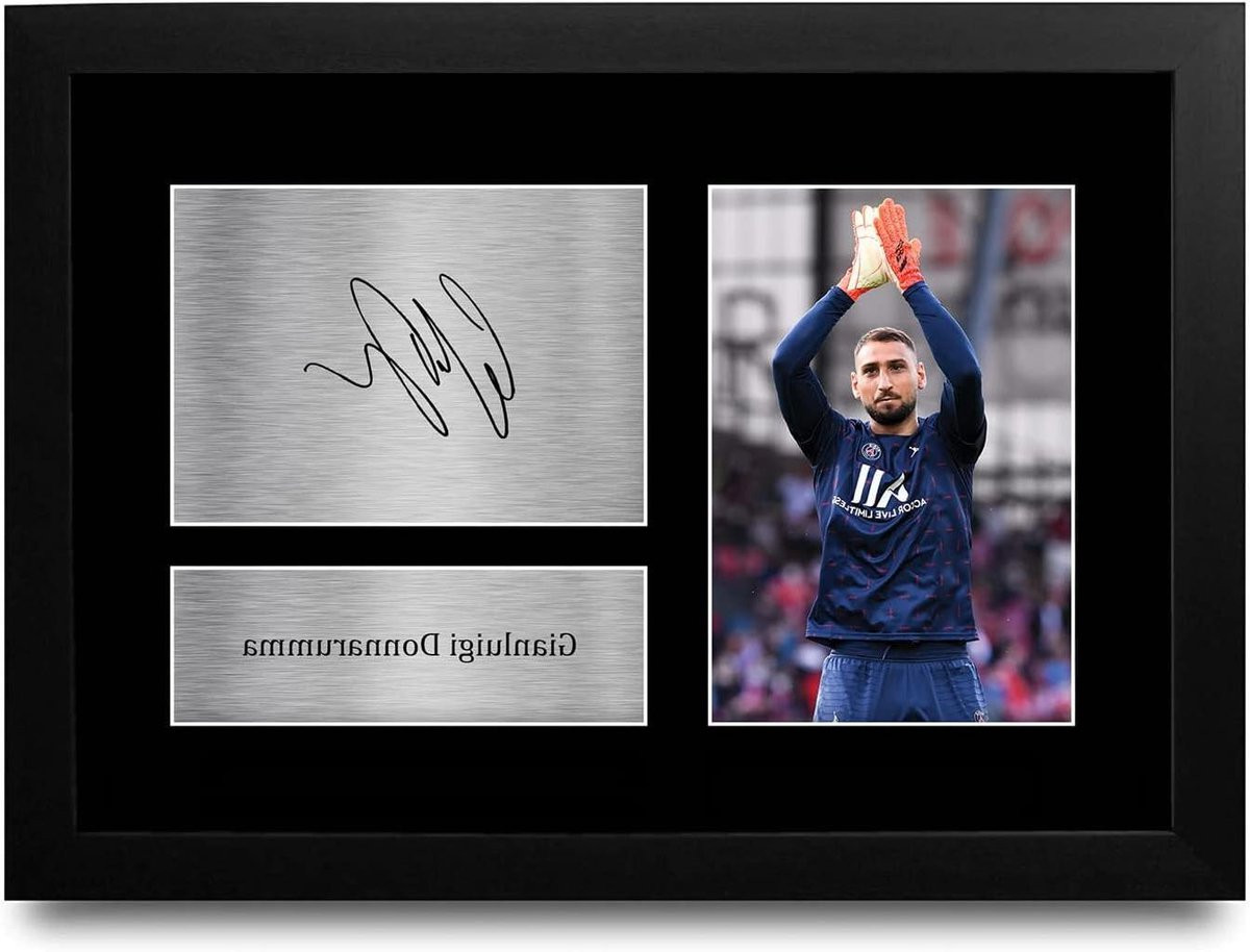 Ingelijste Gianluigi Donnarumma Voetbal Poster - Gesigneerde Replica Foto - A4 - Zwart