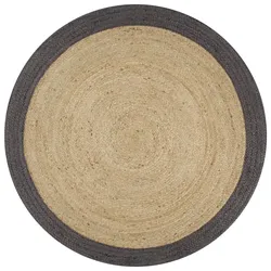 vidaXL Teppich Handgefertigt Jute mit Dunkelgrauem Rand 90 cm
