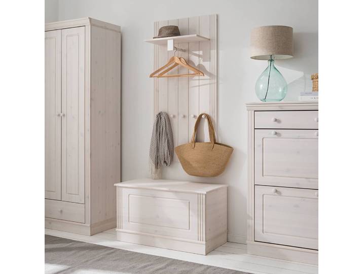 Porte-manteaux mural B 60 x 120 x 25cm Blanc/Epicéa blanc