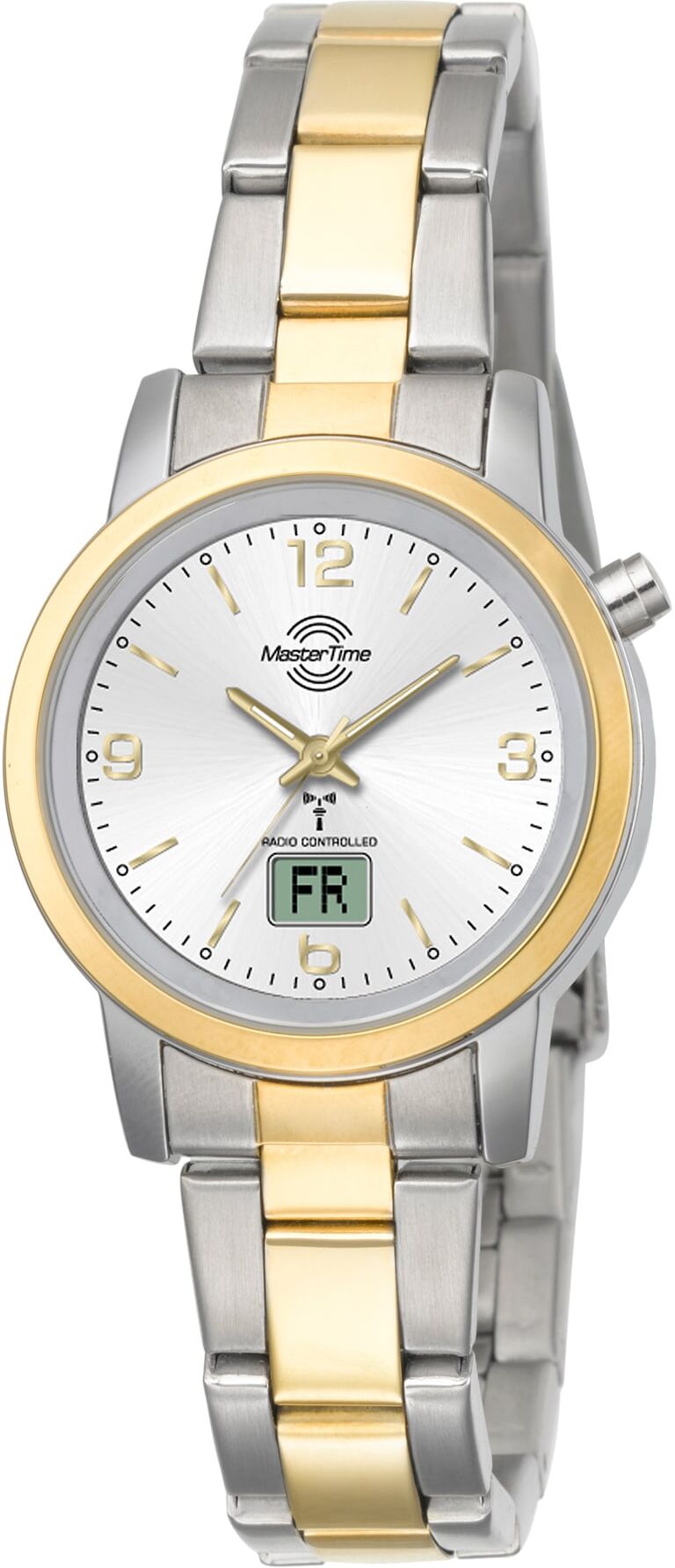 Funkuhr MASTER TIME, silber (silberfarben, goldfarben, silberfarben), Armbanduhren, Damen, silberfarben-goldfarben, Funkuhr, Armbanduhr, Quarzuhr, Damenuhr, Datum,Langzeitbatterie