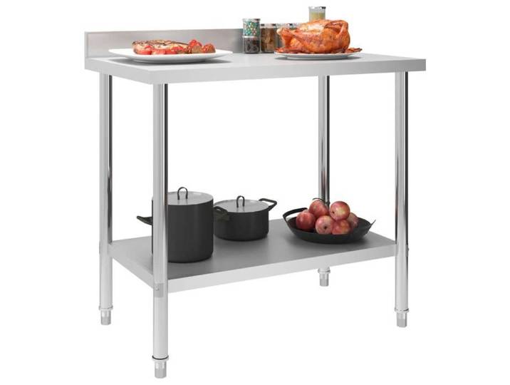 （Haute qualité）Multicolore Table de travail de cuisine avec dosseret 100x60x93cm Inox Poids 15 Kg_410623