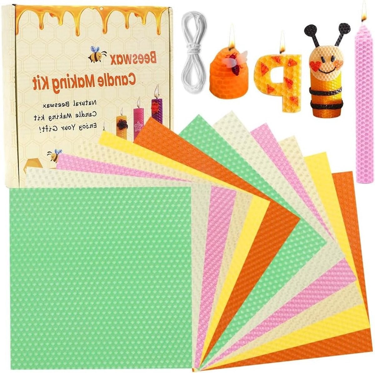Beeswax Platen voor Kaarsen Maken, DIY Kaarsen Set, 12 Stuks Macarons in 6 Kleuren