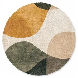 FUSSMATTE Formen - Ockergelb - Abstrakt Flurteppich 120x120 cm
