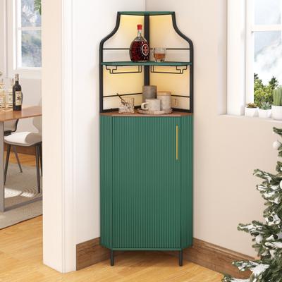 HomeLiveRelax "59.05"" Tall Corner Bar Storage Cabinet with Wine Rack & Lights"