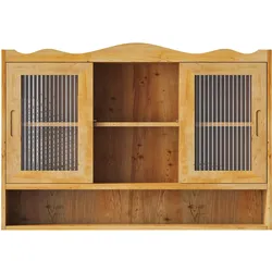 WANDSCHRANK Massivholz Schiebetüren Riffelglas Natur 3 Ebenen 90cm