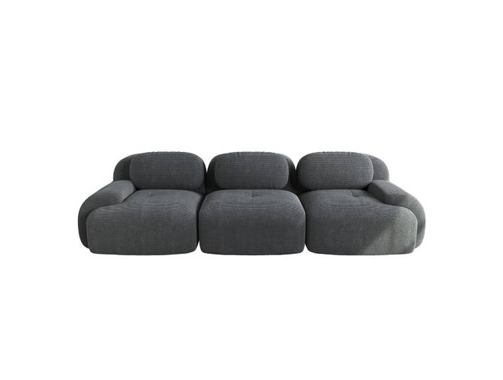 3-SITZER SOFA cordstoff grau mit rahmenlosem design & rutschfester basis