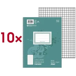 Ursus 10x Collegeblöcke »Kleinformat« A5 kariert 5 x 5 mm weiß