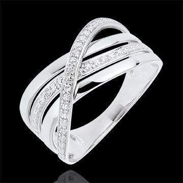 Edenly Ring Saturn Quadri - WeiÃŸgold - Diamanten - 18 Karat