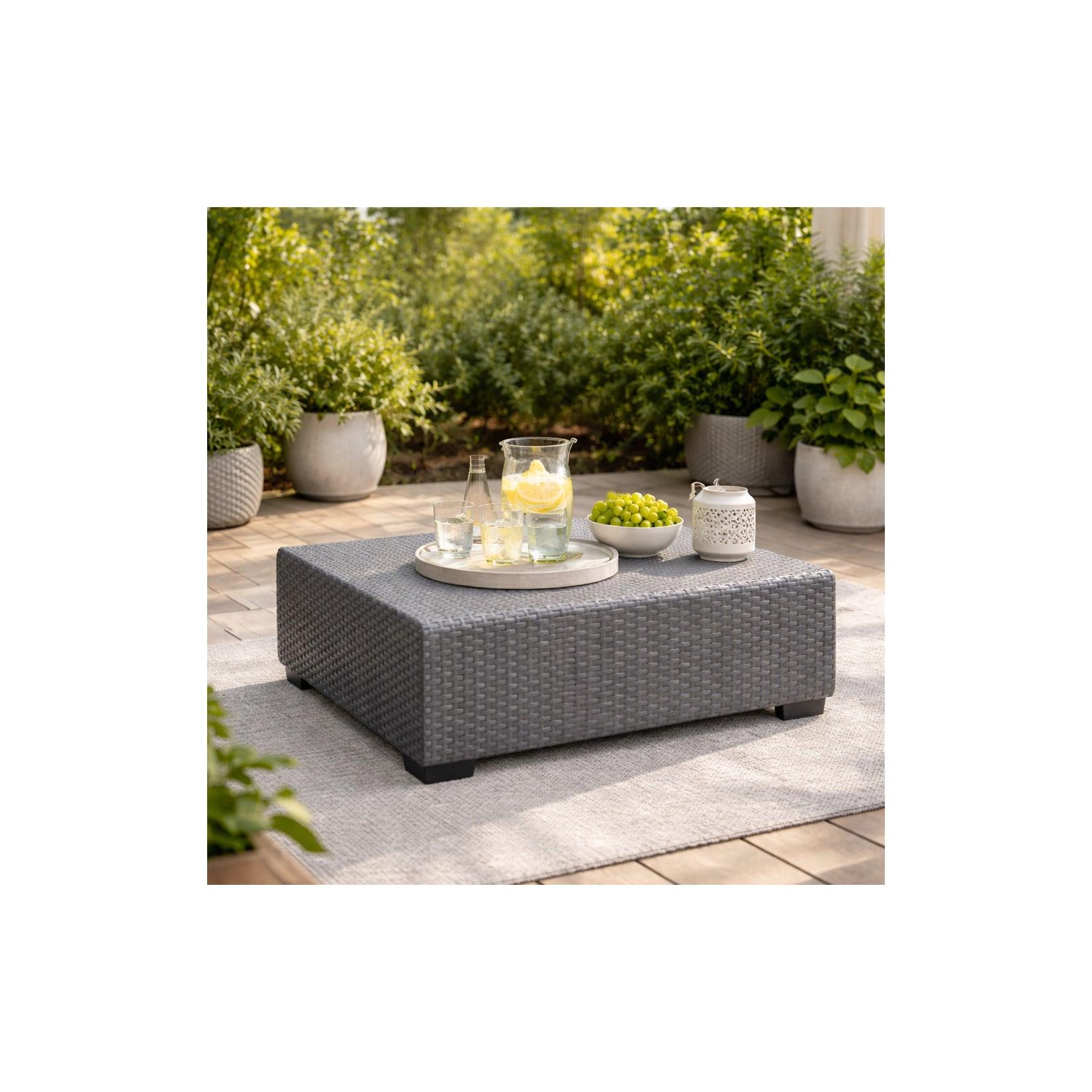 Allibert Salta Tisch anthrazit - Rattanoptik, wetterfest, Garten, Outdoor Final Sale