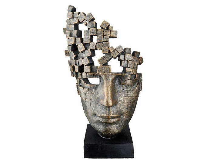 Skulptur Male Mask, Bronzefarben, Kunststoff, Maske, 21.5x36x15 cm, stehend, Dekoration, Dekofiguren & Skulpturen, Skulpturen