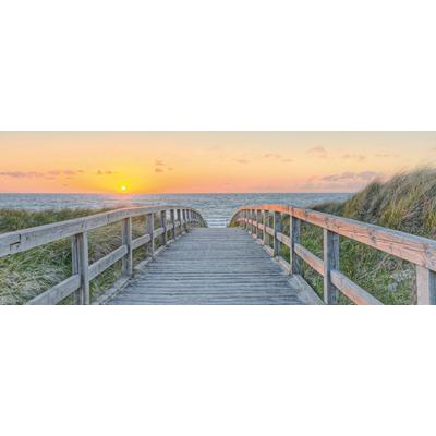 Glasbild BÖNNINGHOFF "STRAND SONNENUNTERGANG 50x125 cm – Wanddeko maritim", blau (farbe bild(er): orange, blau, grün), B:50cm H:125cm T:2cm, Glas, Papier, Bilder, rahmenlose Glasoptik mit brillanter Farbwiedergabe