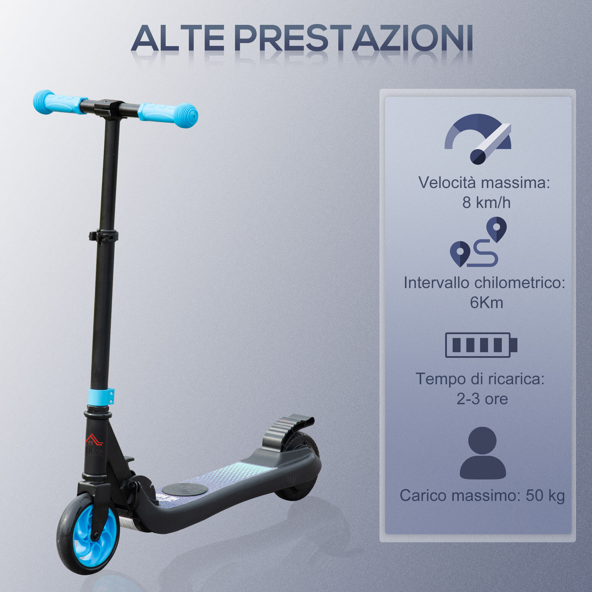 Altro Monopattino Elettrico Pieghevole Per Bambini 6+ Anni Ad Altezza Regolabile, 71x36.5x75-80 Cm, Nero E Azzurro