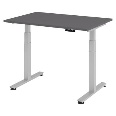 bümö elektrisch höhenverstellbarer Schreibtisch 120x80 cm in graphit, Gestell in silber - Schreibtisch höhenverstellbar elektrisch mit