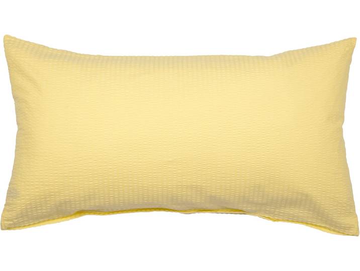 Kissenbezug JANINE PIANO 0125 31 80x80 , gelb (hellgelb), B:80cm L:40cm, Mako-Soft-Seersucker, Seersucker, Kissenbezüge, Kissenbezug, mit Reissverschluss