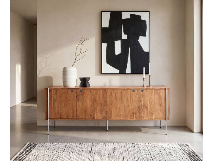 Buffet Rivoro 210 cm acacia naturel 4 portes