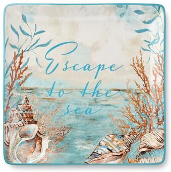 "Certified International Escape to the Sea Square Platter 12.5"" - 12.50""L x 12.50""W x 1.25""H"