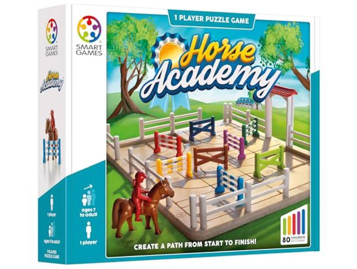 SmartGames Horse Academy Denkspel Paarden Kind 7+ Logisch Solospel Educatief Hindernissenspel Paardrijpuzzel met 80 Uitdagingen 1 Speler Cognitieve Ontwikkeling