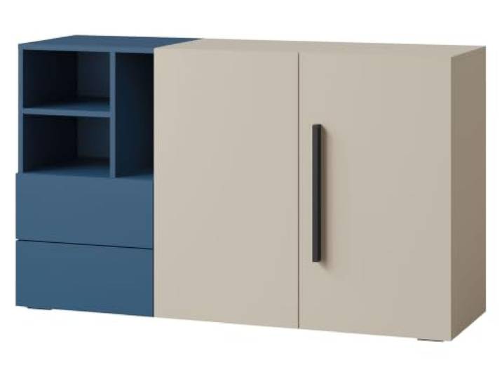 Mirjan24 Kommode Latkop 2D2S OM07 für Jugendzimmer (Meerblau) Sideboard mit 2 Türen, 2 Schubladen, gedämpften Scharnieren, Push-to-Open-Schubladen, Kugelgleitschienen, B/H/T: 136/80/40 cm